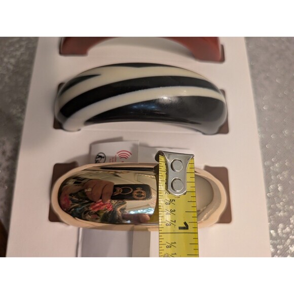 Zara 3 Pack Resin Statement ChunkyCuff Bangle Bracelets Red Gold Black White NWT - Picture 7 of 13